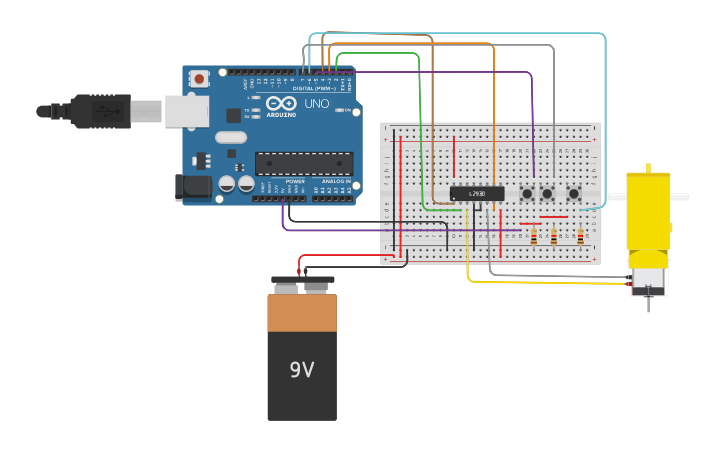 Circuit design simple dc motor - Tinkercad