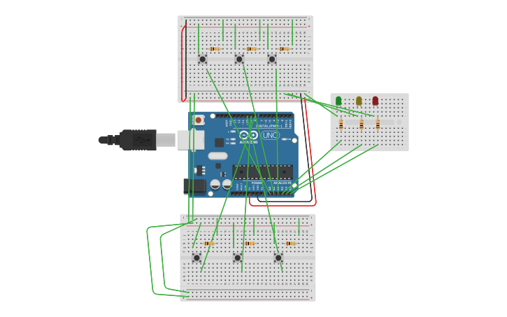 Circuit design 2 way button | Tinkercad
