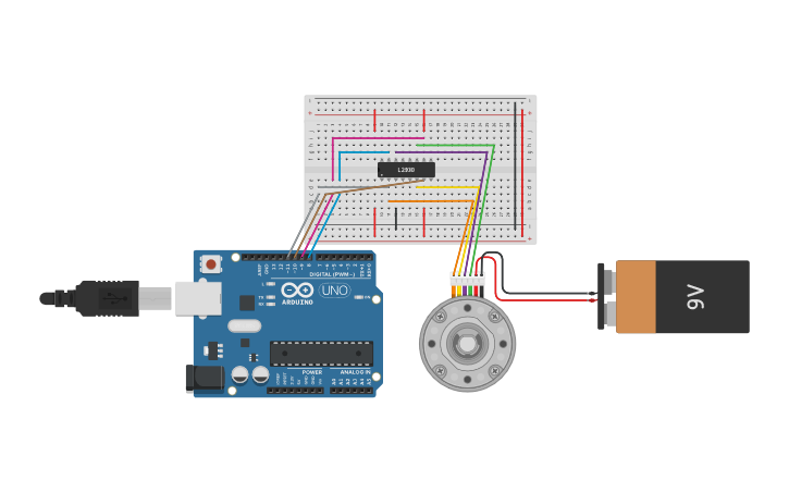 Circuit design Stepper-motor | Tinkercad