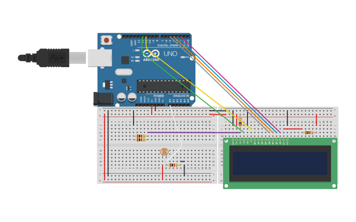 Circuit design Circuito Medidor de Luz Ambiental con LDR - Tinkercad