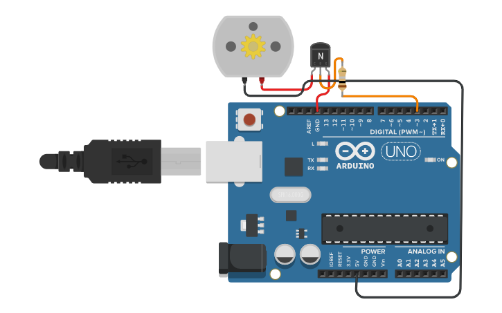 Circuit design DC Motor using arduino - Tinkercad