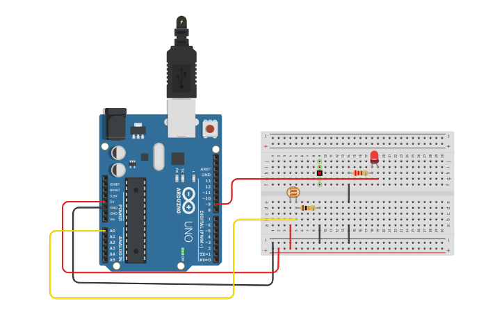 Circuit design LDR - Tinkercad