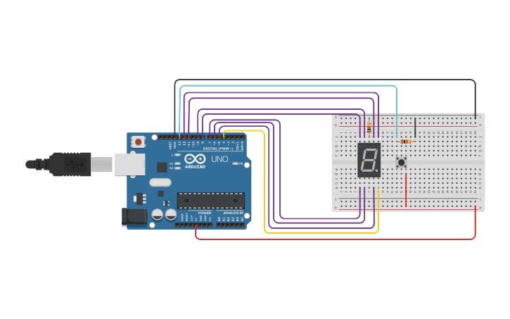 Circuit design 7 Segment Arduino Counter - Tinkercad