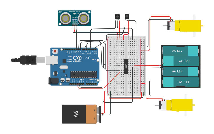 Circuit design sumo bot - Tinkercad