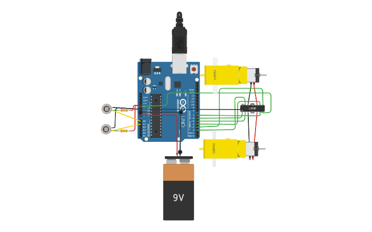 Circuit design Robot Line Follower - Tinkercad