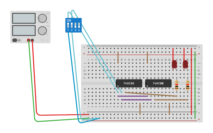 Circuit design Half adder using NAND gates and XOR gates. - Tinkercad