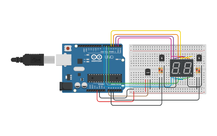 Circuit design Temprature - Tinkercad