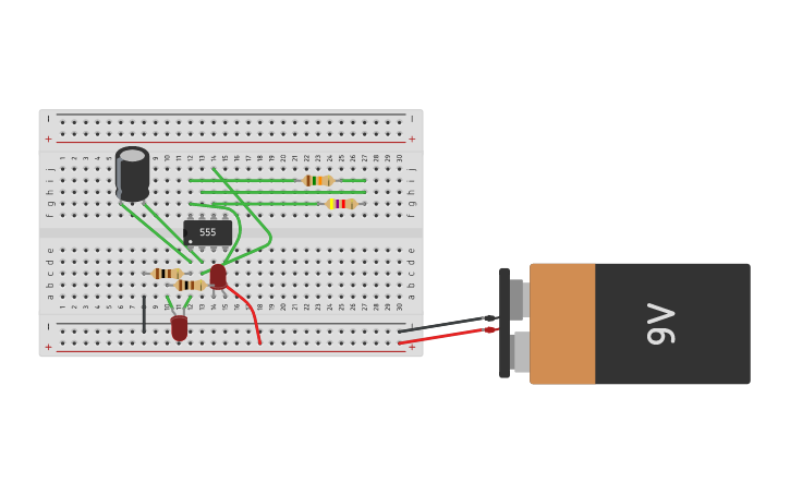 Circuit design IC 2 Color Led Flasher | Tinkercad