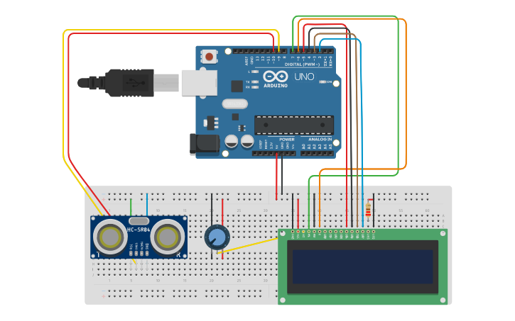 Circuit design SENSOR DE DISTANCIA (ULTRASÓNICO) - Tinkercad