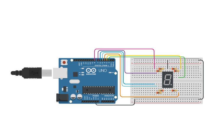 Circuit design Contador Binário - Tinkercad