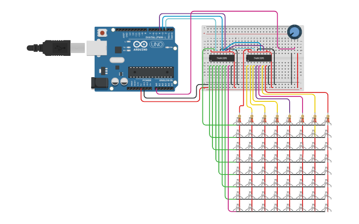Circuit design 8x8 LED Matrix for all dimensions . - Tinkercad