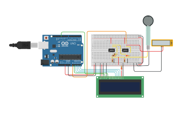 Circuit design Display LCD 16x2 | Tinkercad