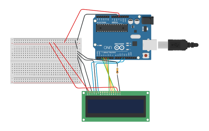 Circuit design Arduino LCD Hello World - Tinkercad