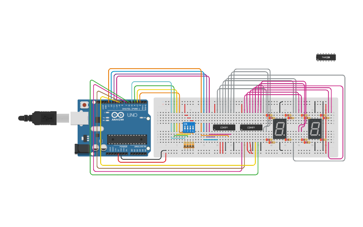 Circuit design Arduino-Dip switch-Display-Visualizador - Tinkercad