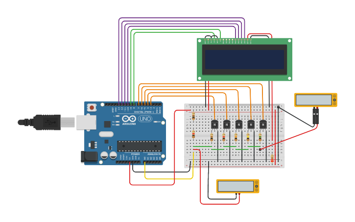 Circuit design NPN (BJT) Design Auto-Ranging Ohmmeter - Tinkercad