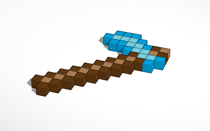 3D design Minecraft diamond hoe - Tinkercad