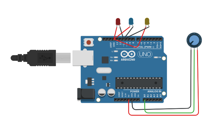 Arduino 3 Digit Led Circuit design Triple LED Arduino circuit | Tinkercad