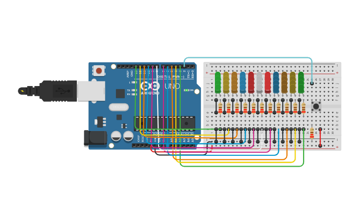 Circuit design butonlu kara şimşek - Tinkercad
