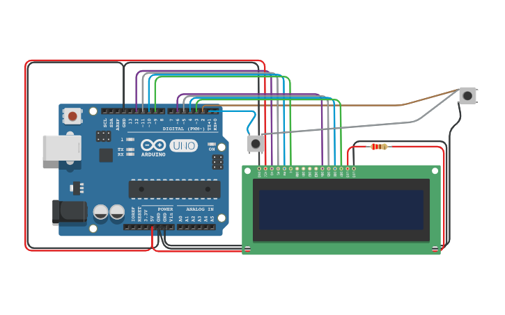 Circuit design Copy of Arduino LCD Game - Tinkercad