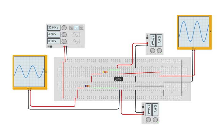 Circuit design Amplif. oper. Invertente | Tinkercad