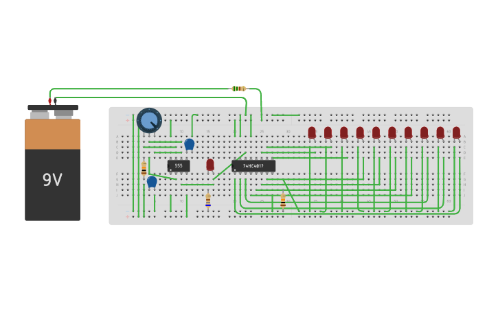 Circuit design LED CHASER CIRCUIT - Tinkercad