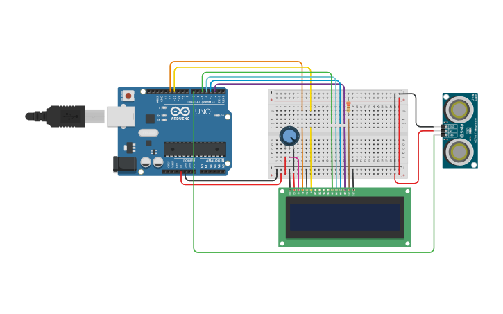 Lcd Ping Ultrasonic Sensor Tinkercad