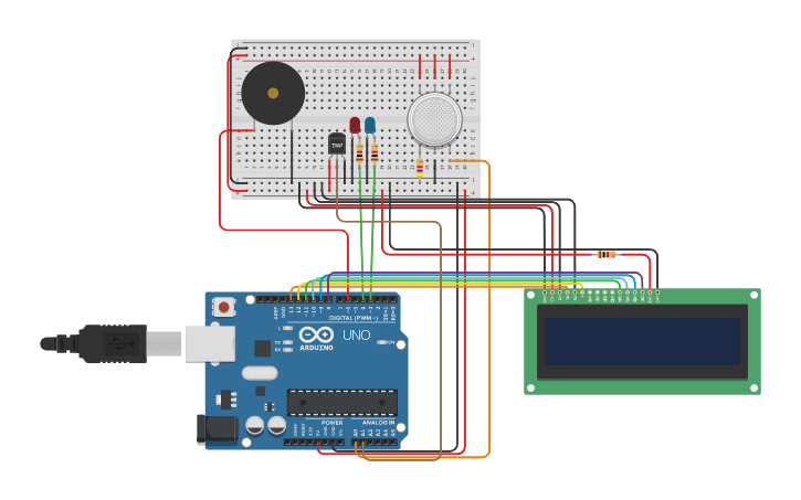 Circuit design Alarma Contra Incendios - Tinkercad