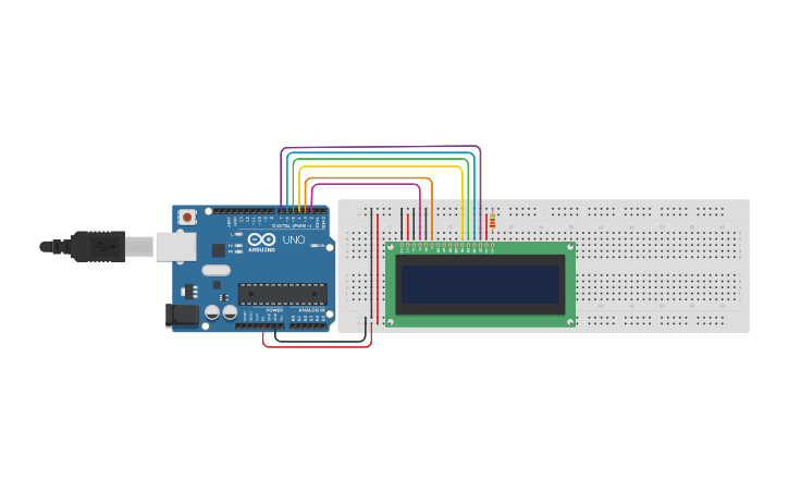 Circuit design Ардуино, ЖК-экран - Tinkercad