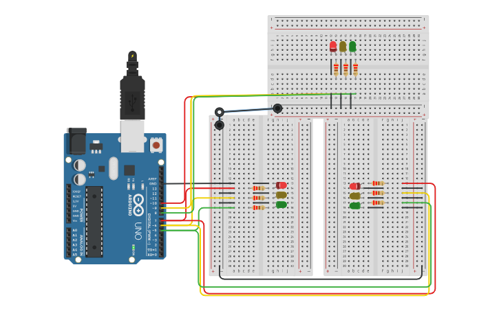 Circuit design Traffic Light - Simple 4 Way | Tinkercad