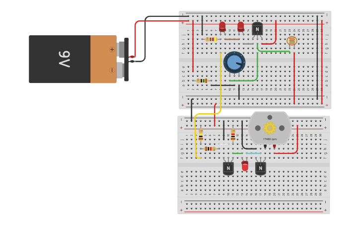 Circuit design Ldr fan not - Tinkercad