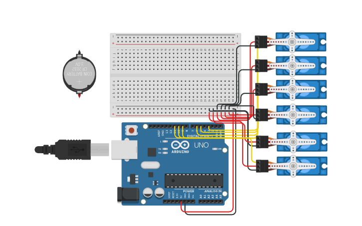 Circuit design 점자 시계(rtc) - Tinkercad