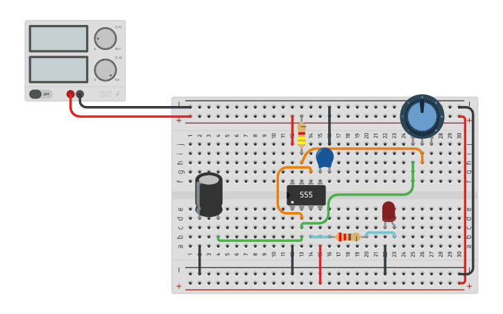 Circuit design Timer 555 - Tinkercad