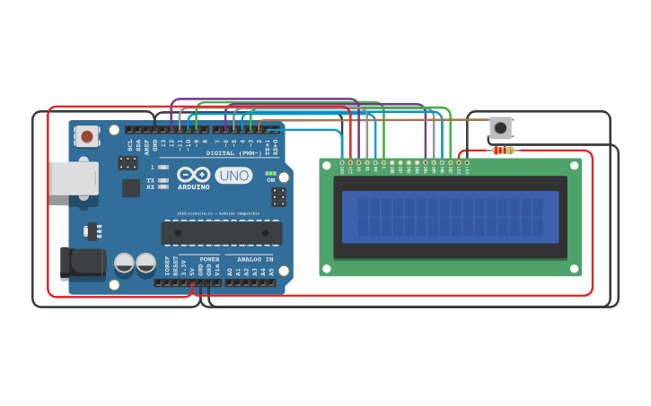 Circuit design LCD game - Tinkercad