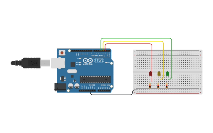 Circuit design Traffic Lights (blocks edition) - Tinkercad