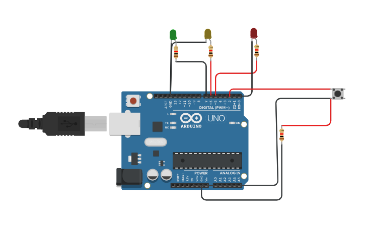 Circuit design 4 3 led | Tinkercad