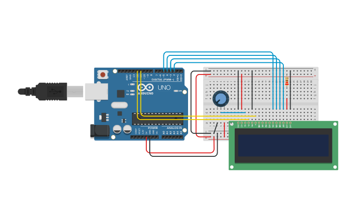 Circuit design DISPLAY LCD 16X2 - ARDUINO - Tinkercad