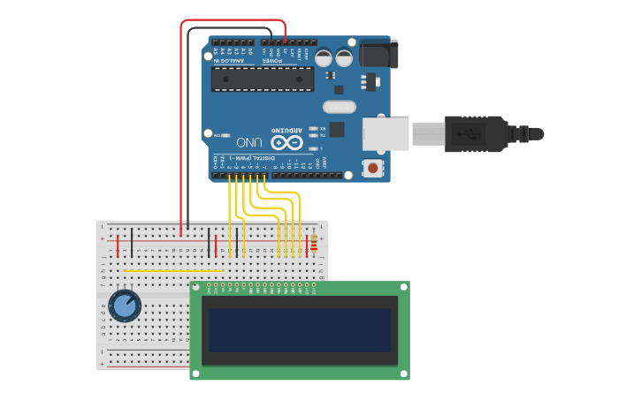 Circuit design Arduino & LCD (16*2) Display - Tinkercad