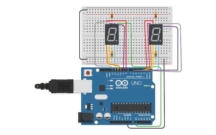 Circuit design Contador 0 a 99 - Tinkercad