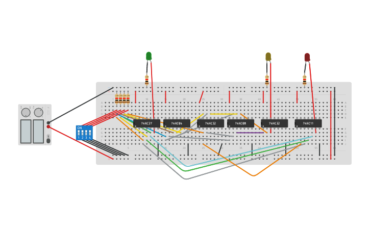 Circuit design Traffic light control system - Tinkercad