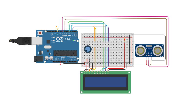 Circuit design Ultrasound Sensor - Tinkercad