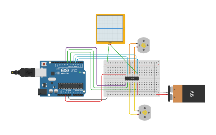 Circuit design L293D DC Motor Arduino - Tinkercad