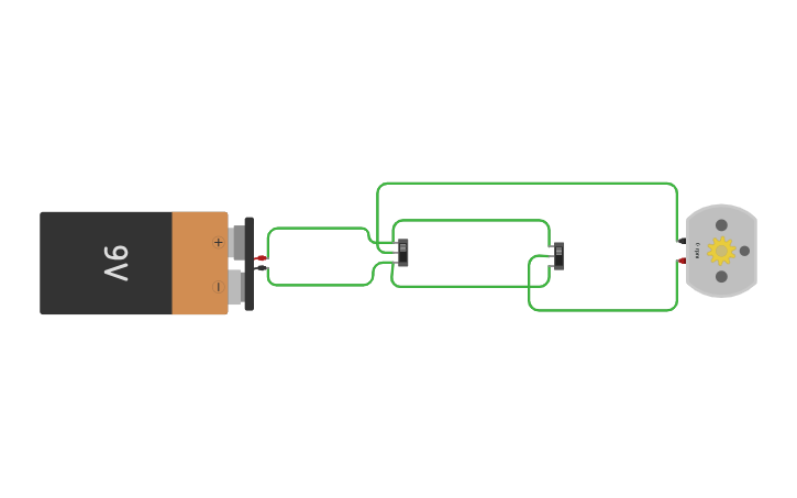 Circuit design CIRCUITO 6 - MOTOR GIRA EN DOS SENTIDOS - Tinkercad