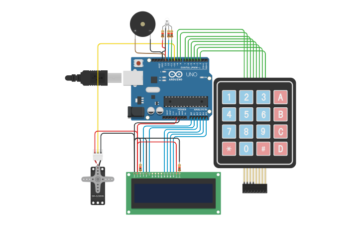 Circuit design ym-i-Password Door Lock Security System - Tinkercad