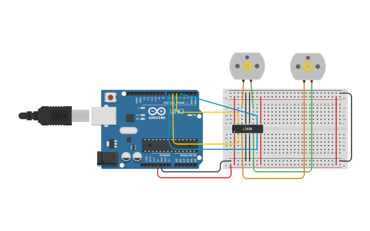 Circuit design DC Motor interfacing using L293D - Tinkercad