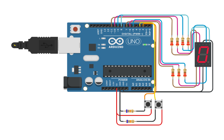 Circuit design UP/DOWN Counter | Tinkercad