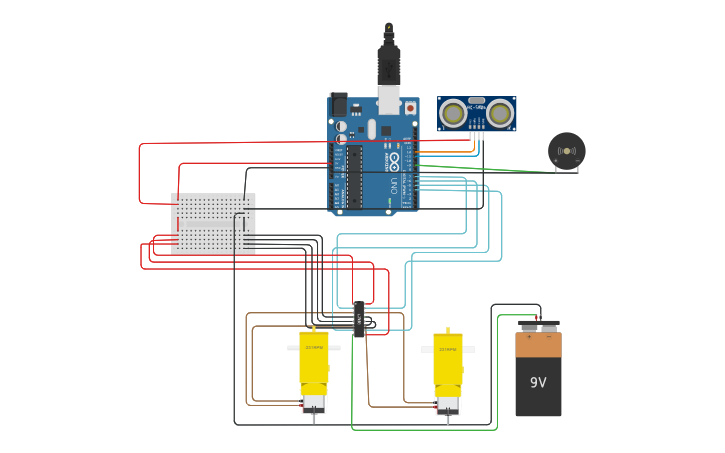 Circuit design Obstacle Avoidance Robot by Arnab | Tinkercad