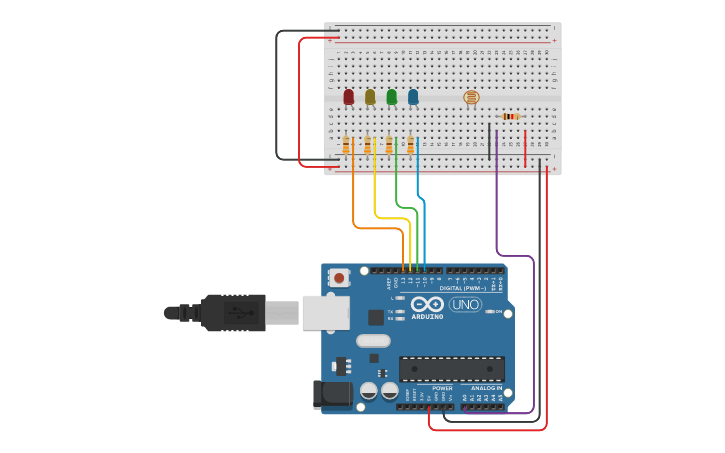 Circuit design Fotosensor Arduino | Tinkercad