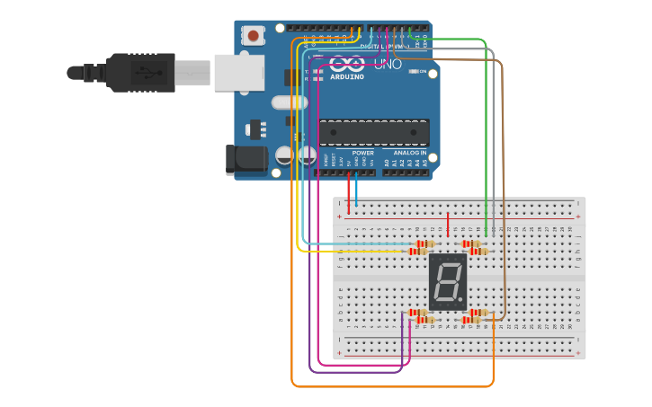 Circuit design 7Segment - Tinkercad