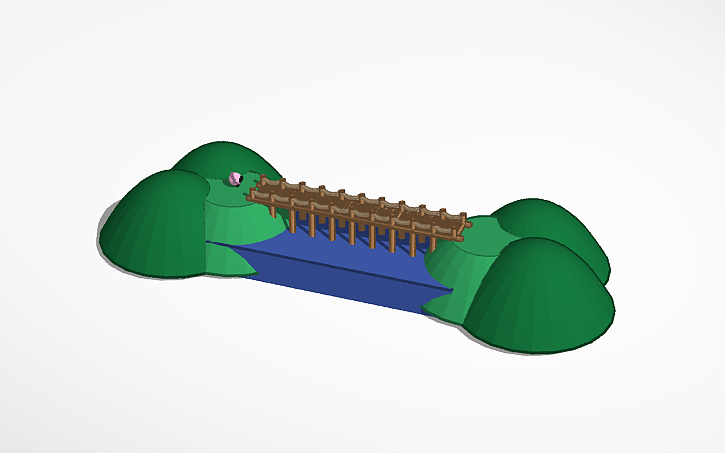 3D design Wooden bridge made of spruce, rope, and made for rolling ...