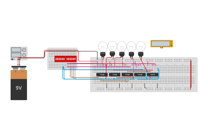 Circuit design 4 bit adder with logic gates - Tinkercad